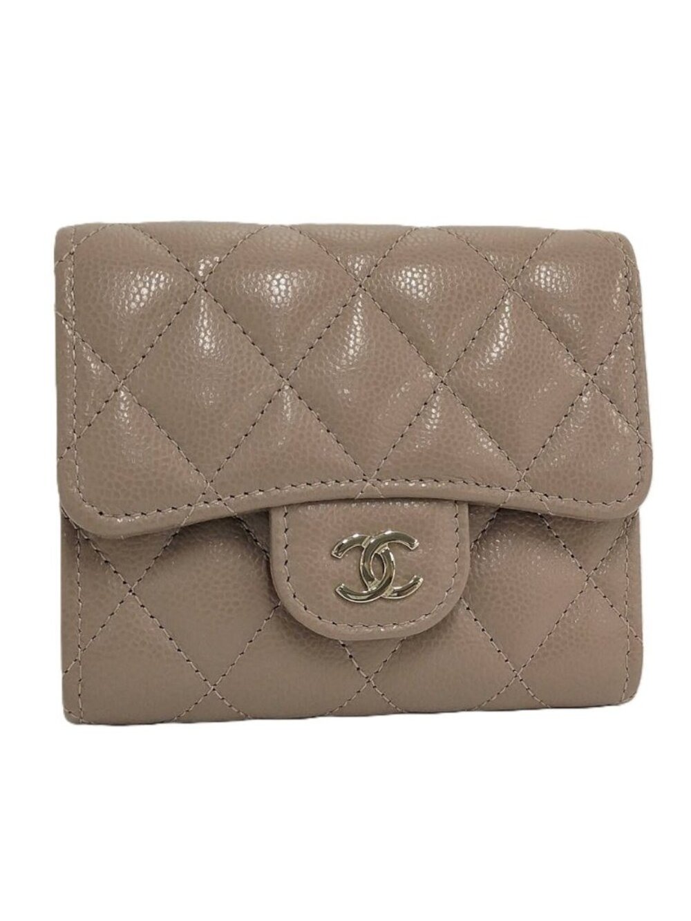 Chanel Classic Zip Small Wallet Caviar Leather Pink Beige